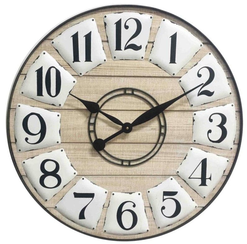 24" Circle Black and White Wood Analog Wall Clock - Homeroots - Flyclothing LLC