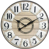 24" Circle Black and White Wood Analog Wall Clock - Homeroots - Flyclothing LLC