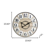 24" Circle Black and White Wood Analog Wall Clock - Homeroots - Flyclothing LLC