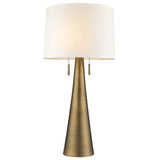 34" Brass Metal Two Light Table Lamp With White Empire Shade - Homeroots - Flyclothing LLC