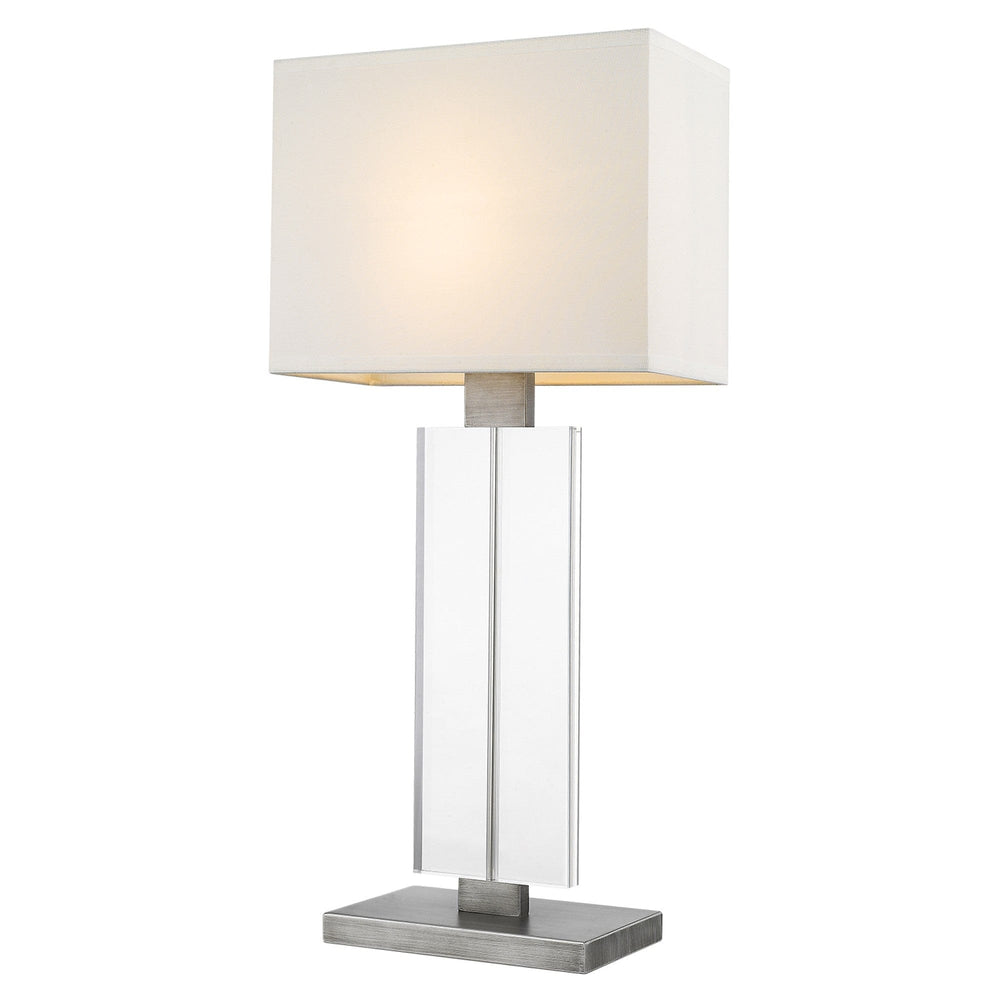 31" Silver Metal and Acrylic Buffet Lamp With White Shade - Homeroots