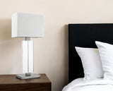 31" Silver Metal and Acrylic Buffet Lamp With White Shade - Homeroots