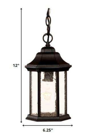 Antique Black Textured Glass Lantern Hanging Light - Homeroots - Flyclothing LLC