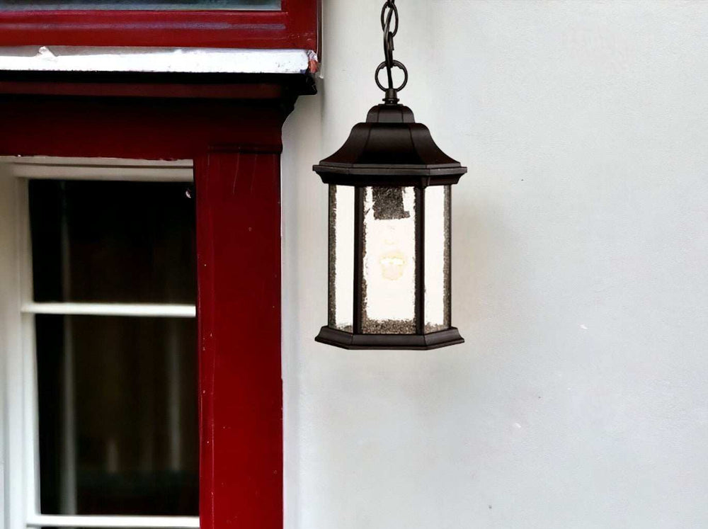 Antique Black Textured Glass Lantern Hanging Light - Homeroots - Flyclothing LLC