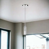 Solo 1-Light Polished Chrome Pendant With Multi-Faceted Round Crystal Shade - Homeroots - Flyclothing LLC