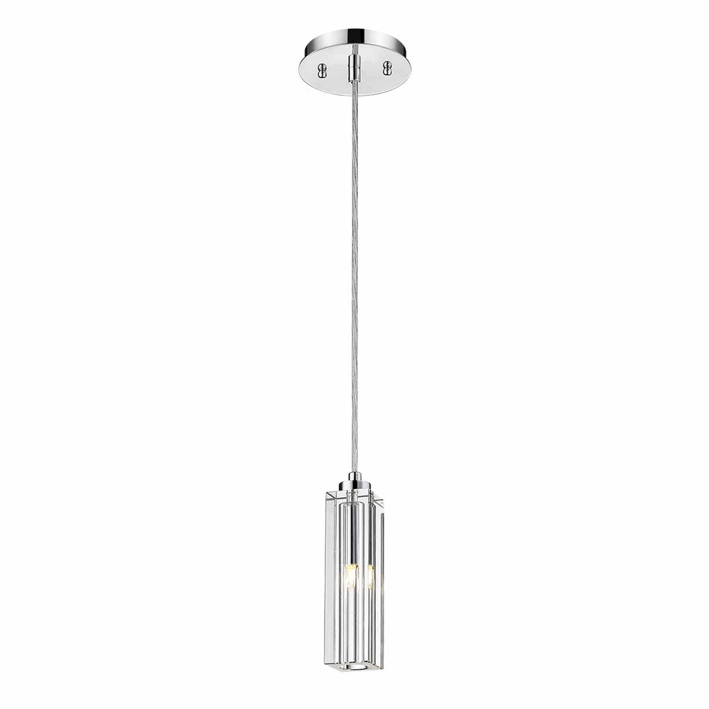 Solo 1-Light Polished Chrome Pendant With Square 4-Sided Cut Crystal Shade - Homeroots - Flyclothing LLC