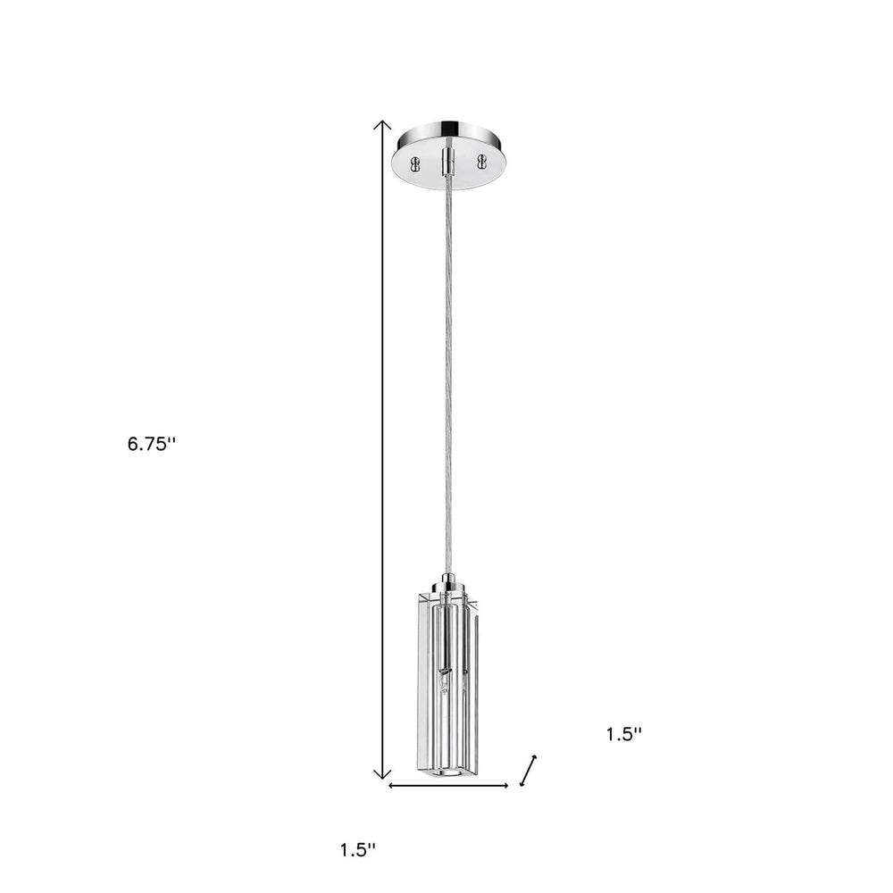 Solo 1-Light Polished Chrome Pendant With Square 4-Sided Cut Crystal Shade - Homeroots - Flyclothing LLC