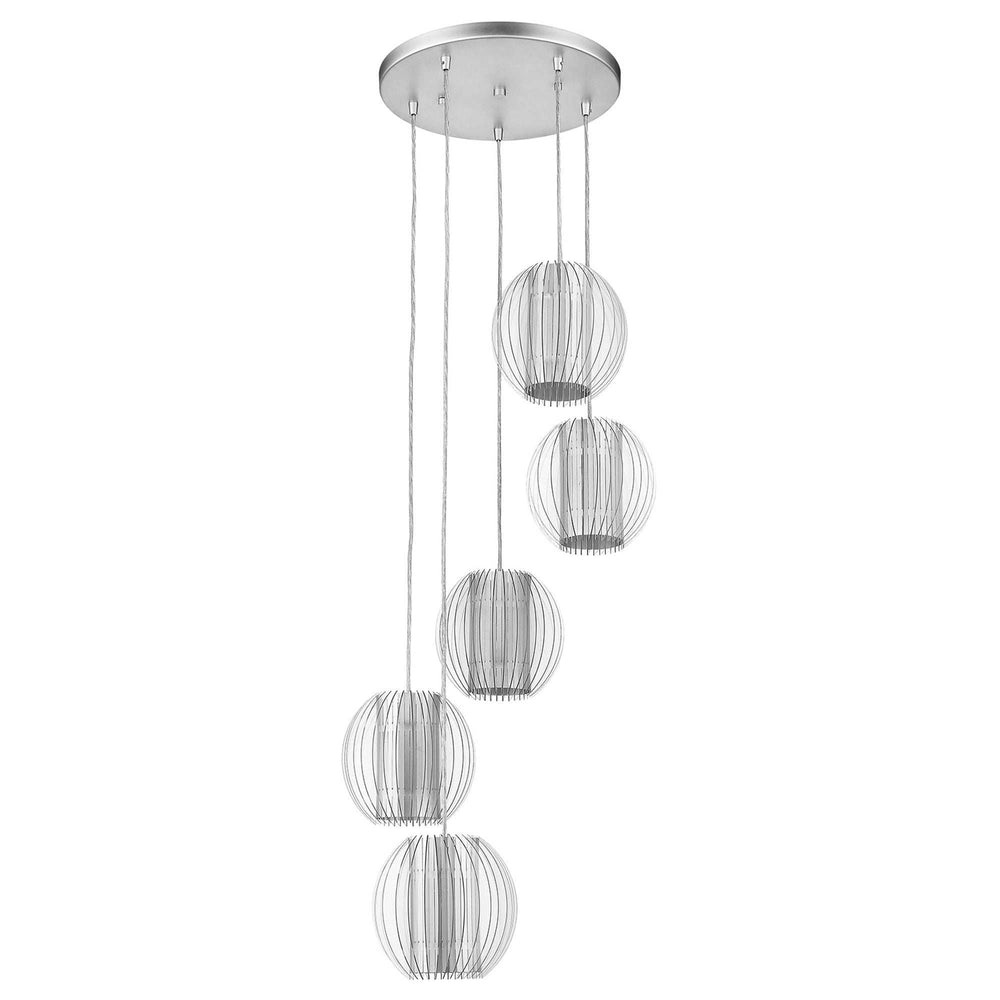 Five Light Acrylic and Steel Shade Hanging Globe Light - Homeroots - Flyclothing LLC
