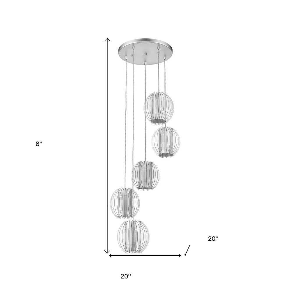 Five Light Acrylic and Steel Shade Hanging Globe Light - Homeroots - Flyclothing LLC