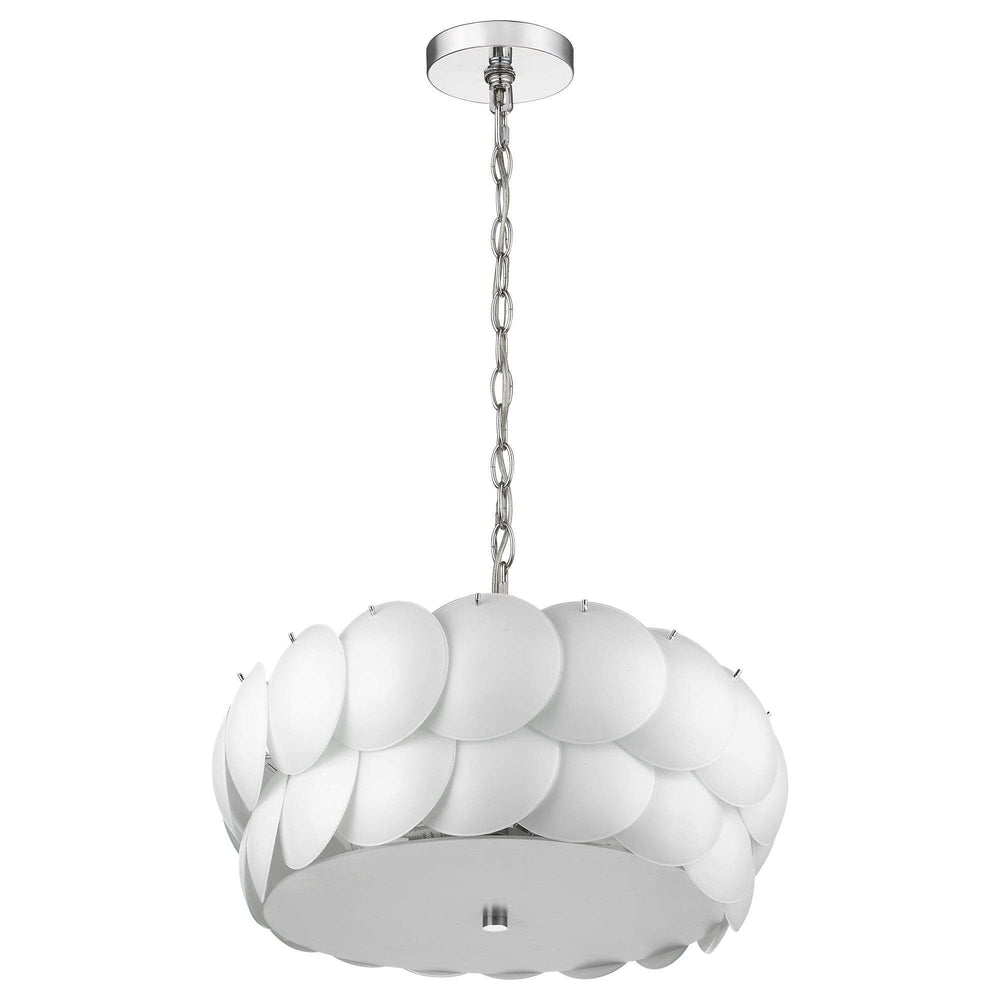 Selene 6-Light Polished Chrome Pendant With Overlapping Frosted White Glass Discs Shade - Homeroots - Flyclothing LLC