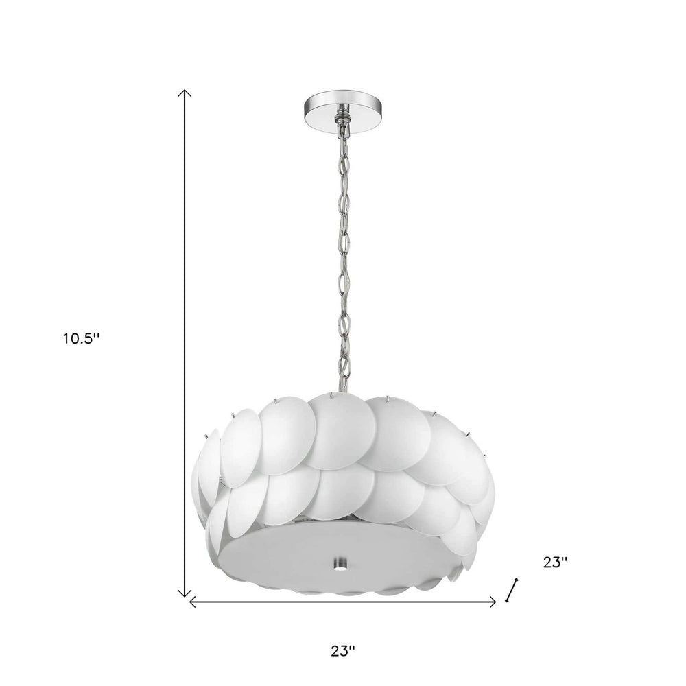 Selene 6-Light Polished Chrome Pendant With Overlapping Frosted White Glass Discs Shade - Homeroots - Flyclothing LLC