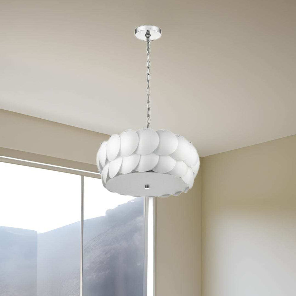Selene 6-Light Polished Chrome Pendant With Overlapping Frosted White Glass Discs Shade - Homeroots - Flyclothing LLC