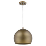 Latitude 1-Light Hand Painted Antique Gold Pendant With Gold Interior Shade - Homeroots - Flyclothing LLC