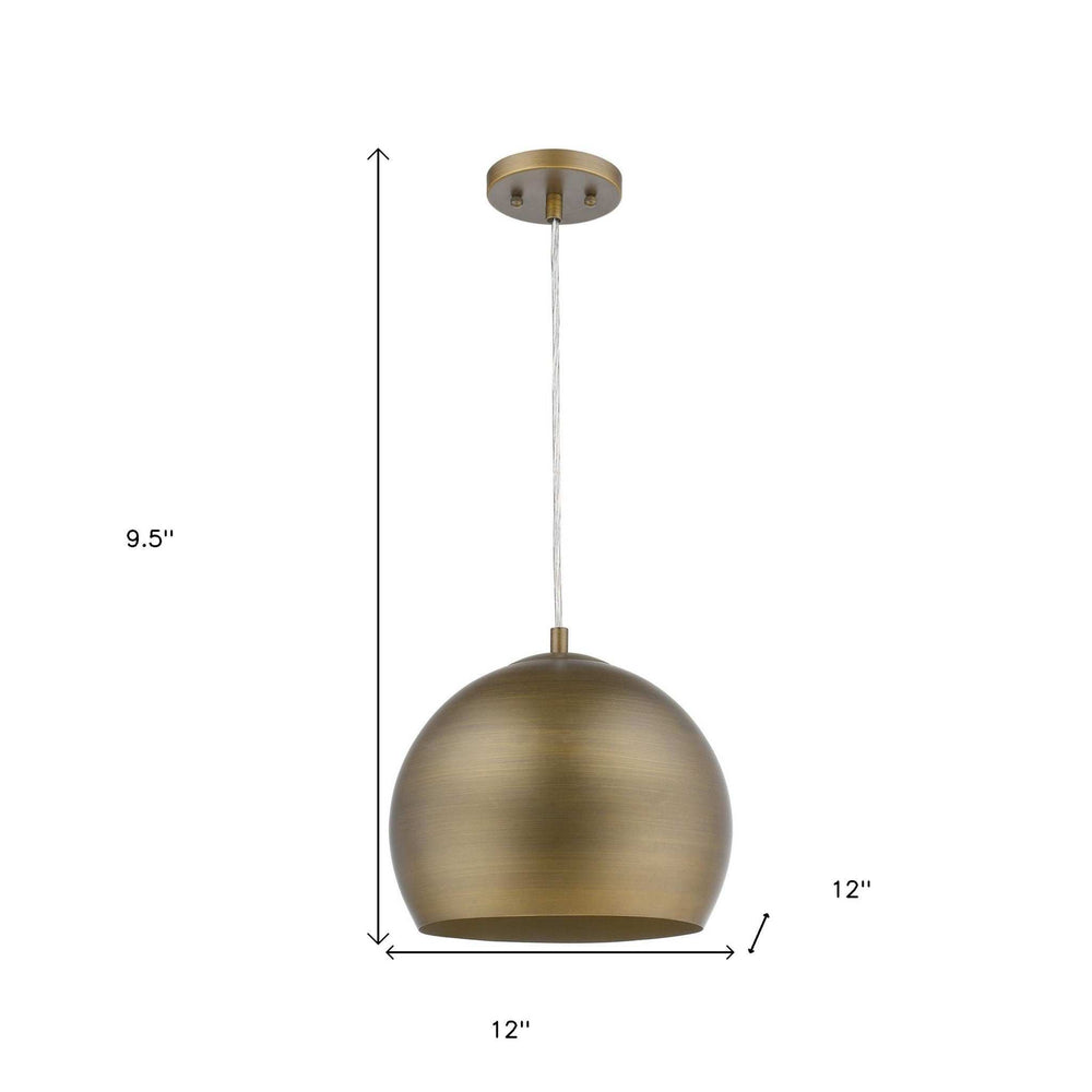 Latitude 1-Light Hand Painted Antique Gold Pendant With Gold Interior Shade - Homeroots - Flyclothing LLC