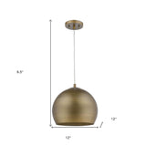 Latitude 1-Light Hand Painted Antique Gold Pendant With Gold Interior Shade - Homeroots - Flyclothing LLC