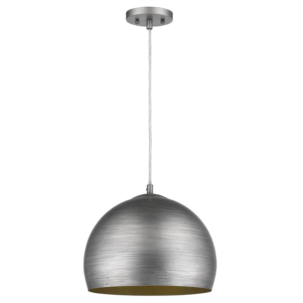 Latitude 1-Light Hand Painted Weathered Pewter Pendant With Gold Interior Shade (13.75") - Homeroots - Flyclothing LLC