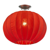 Shanghai 1-Light Brushed Nickel Pendant With Sheer Red Ribbon Shade - Homeroots - Flyclothing LLC
