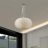 Shanghai 1-Light Brushed Nickel Pendant With Sheer Pearl Ribbon Shade - Homeroots - Flyclothing LLC