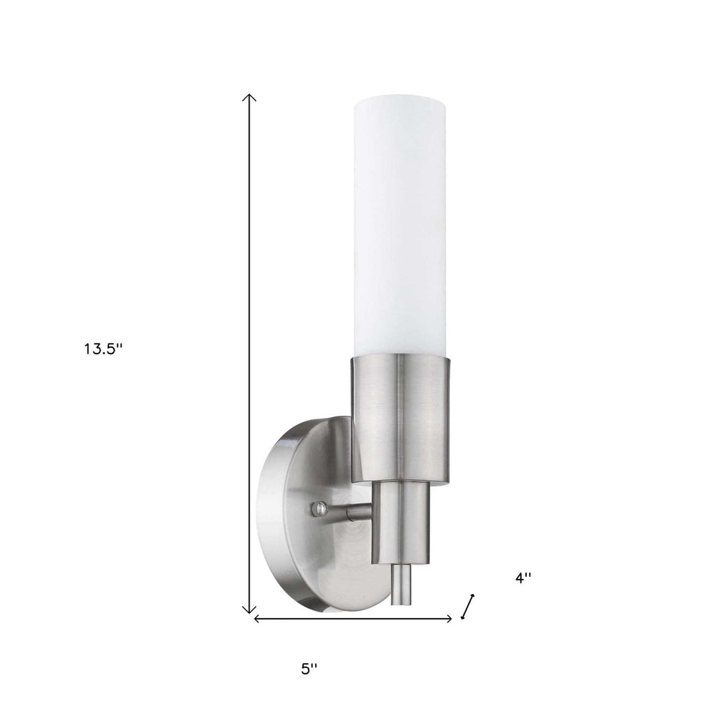 Silver Narrow Wall Light with Frosted Glass Shade - Homeroots - Flyclothing LLC
