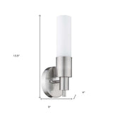 Silver Narrow Wall Light with Frosted Glass Shade - Homeroots - Flyclothing LLC