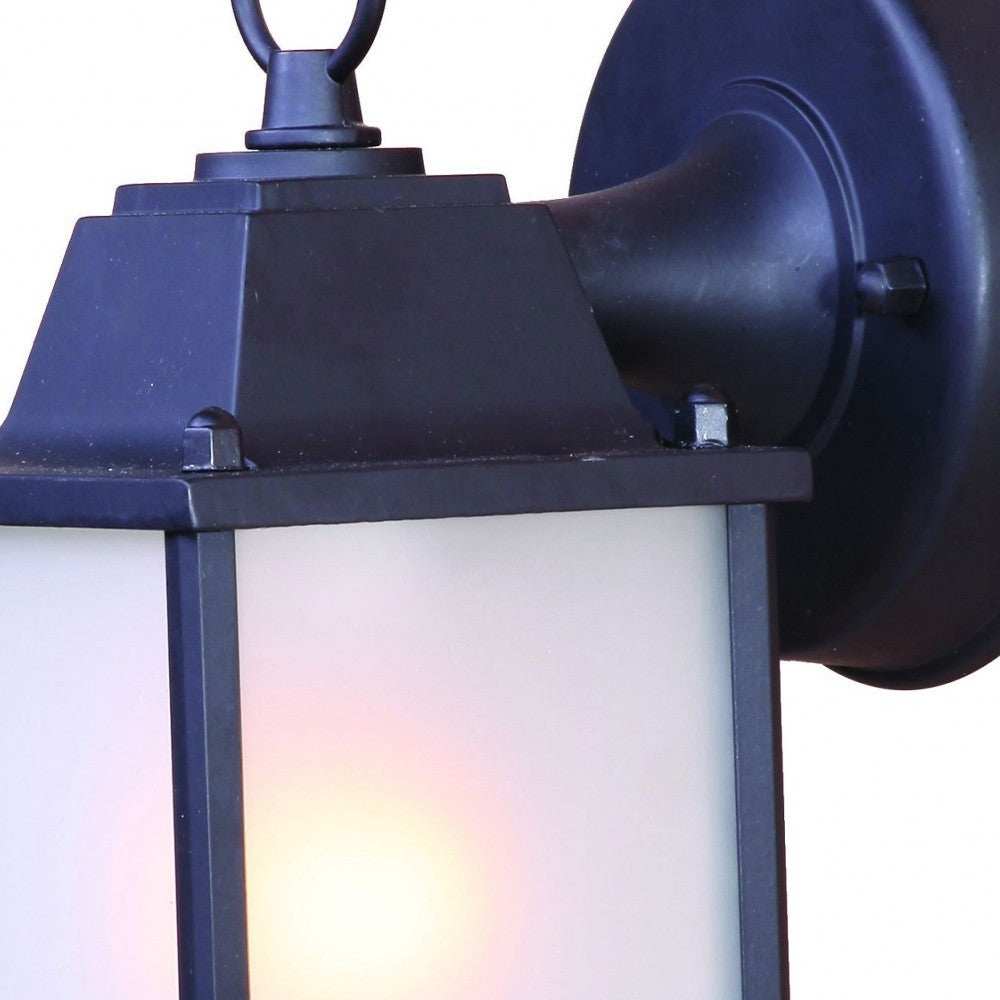 Matte Black Hanging Frosted Glass Lantern Wall Light - Homeroots - Flyclothing LLC