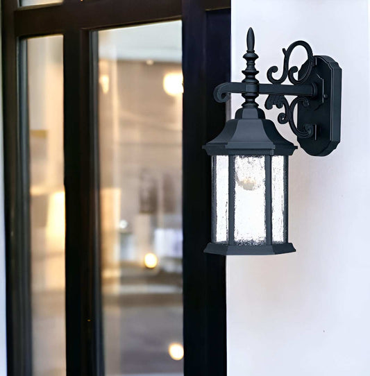 Narrow Matte Black Domed Hanging Lantern Wall Light - Homeroots - Flyclothing LLC