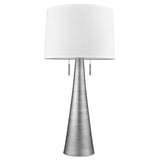 34" Silver Metal Two Light Table Lamp With White Empire Shade - Homeroots - Flyclothing LLC
