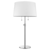 31" Silver Metal Two Light Adjustable Table Lamp With White Empire Shade - Homeroots