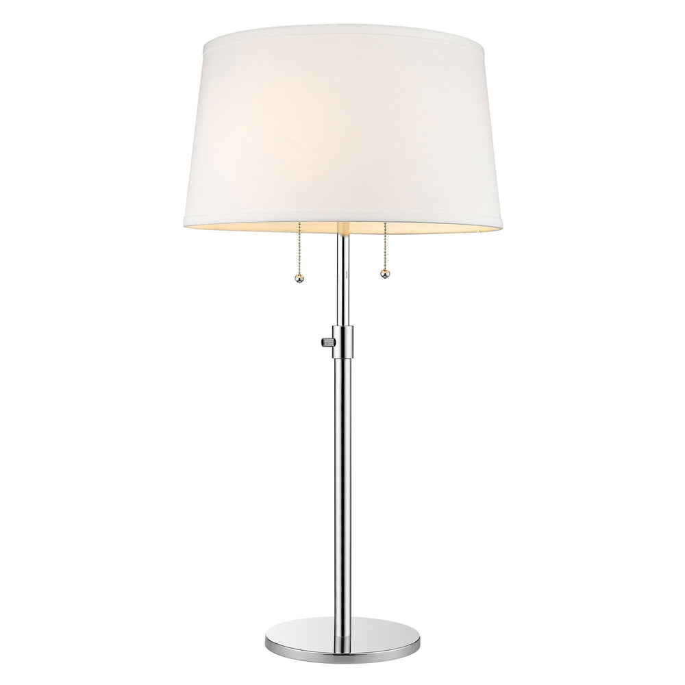 31" Silver Metal Two Light Adjustable Table Lamp With White Empire Shade - Homeroots