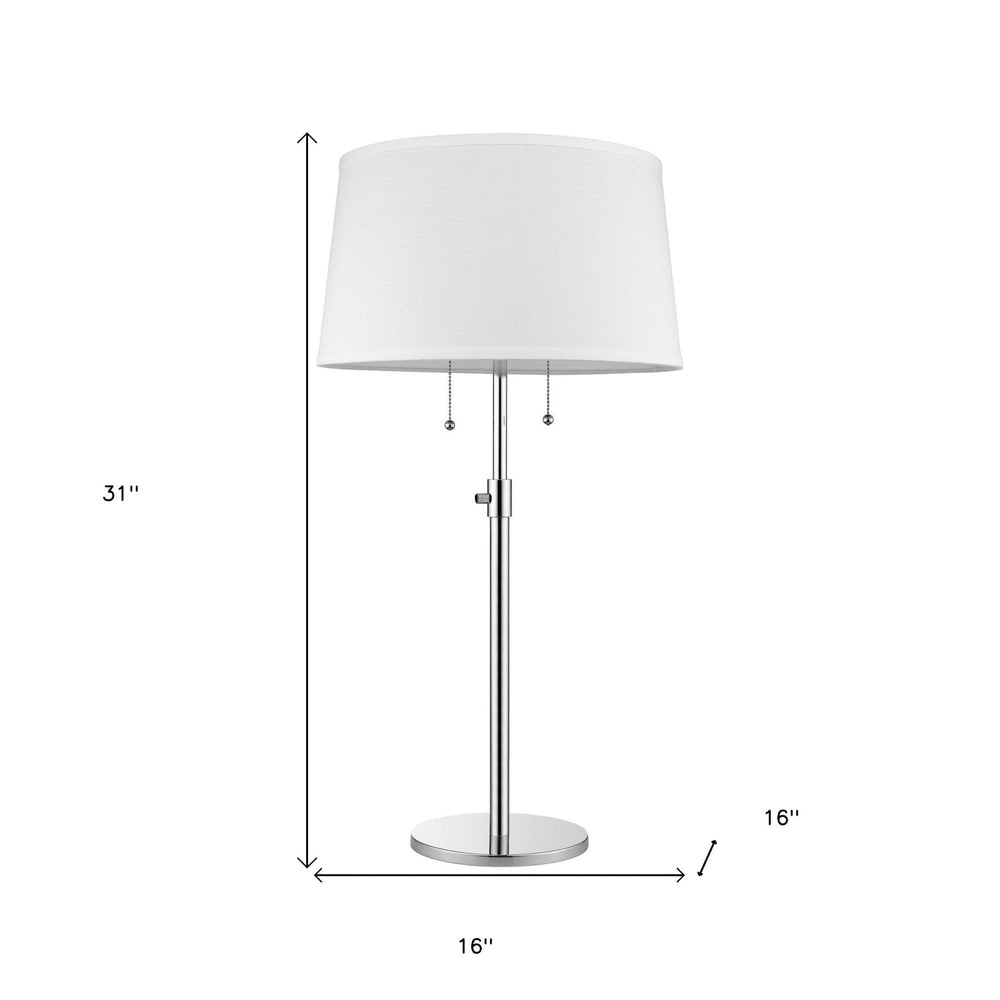 31" Silver Metal Two Light Adjustable Table Lamp With White Empire Shade - Homeroots