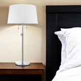 31" Silver Metal Two Light Adjustable Table Lamp With White Empire Shade - Homeroots