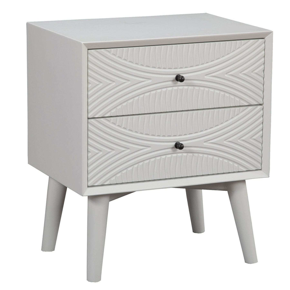 White Groovy 1 Drawer Wood Nightstand - Homeroots - Flyclothing LLC