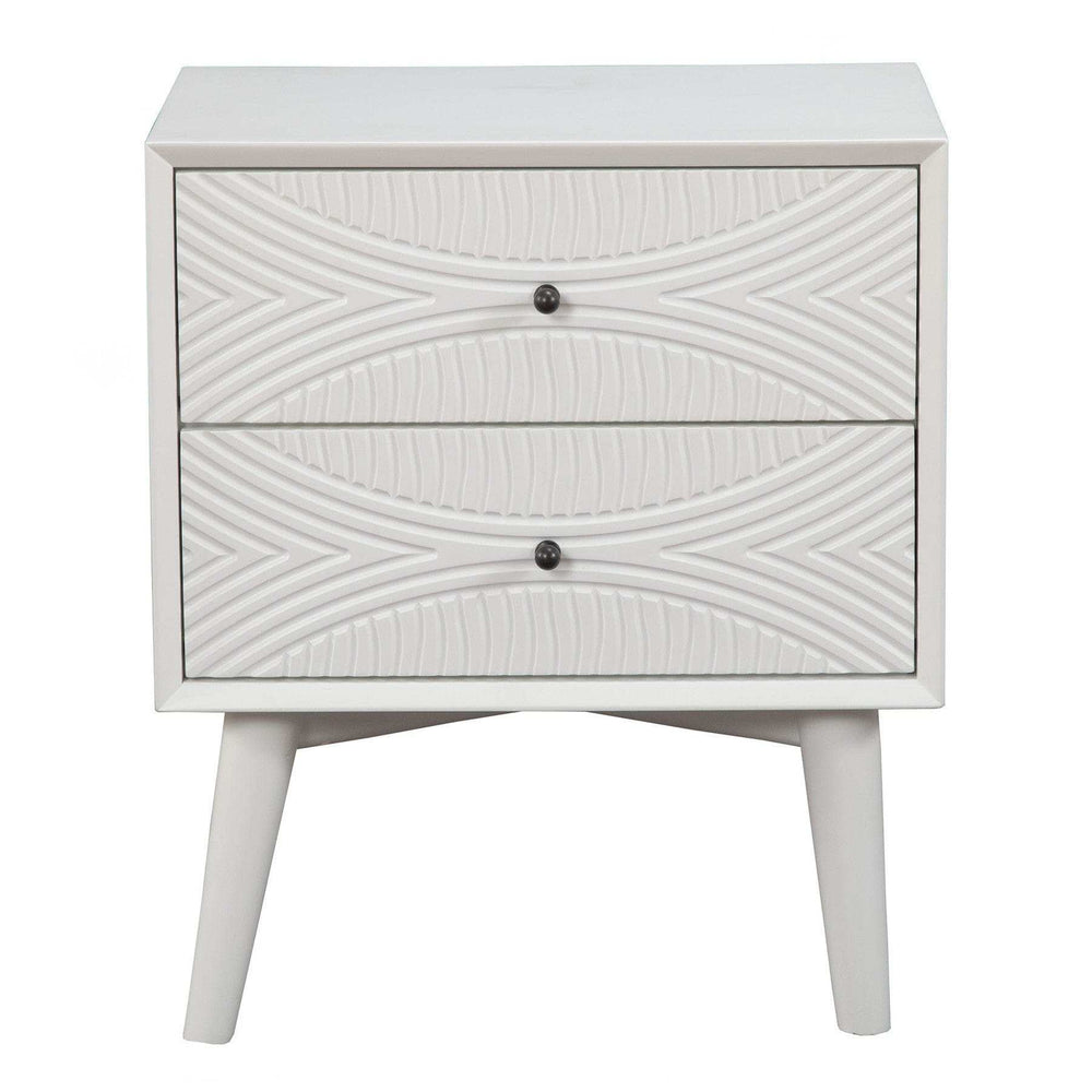 White Groovy 1 Drawer Wood Nightstand - Homeroots - Flyclothing LLC