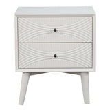 White Groovy 1 Drawer Wood Nightstand - Homeroots - Flyclothing LLC