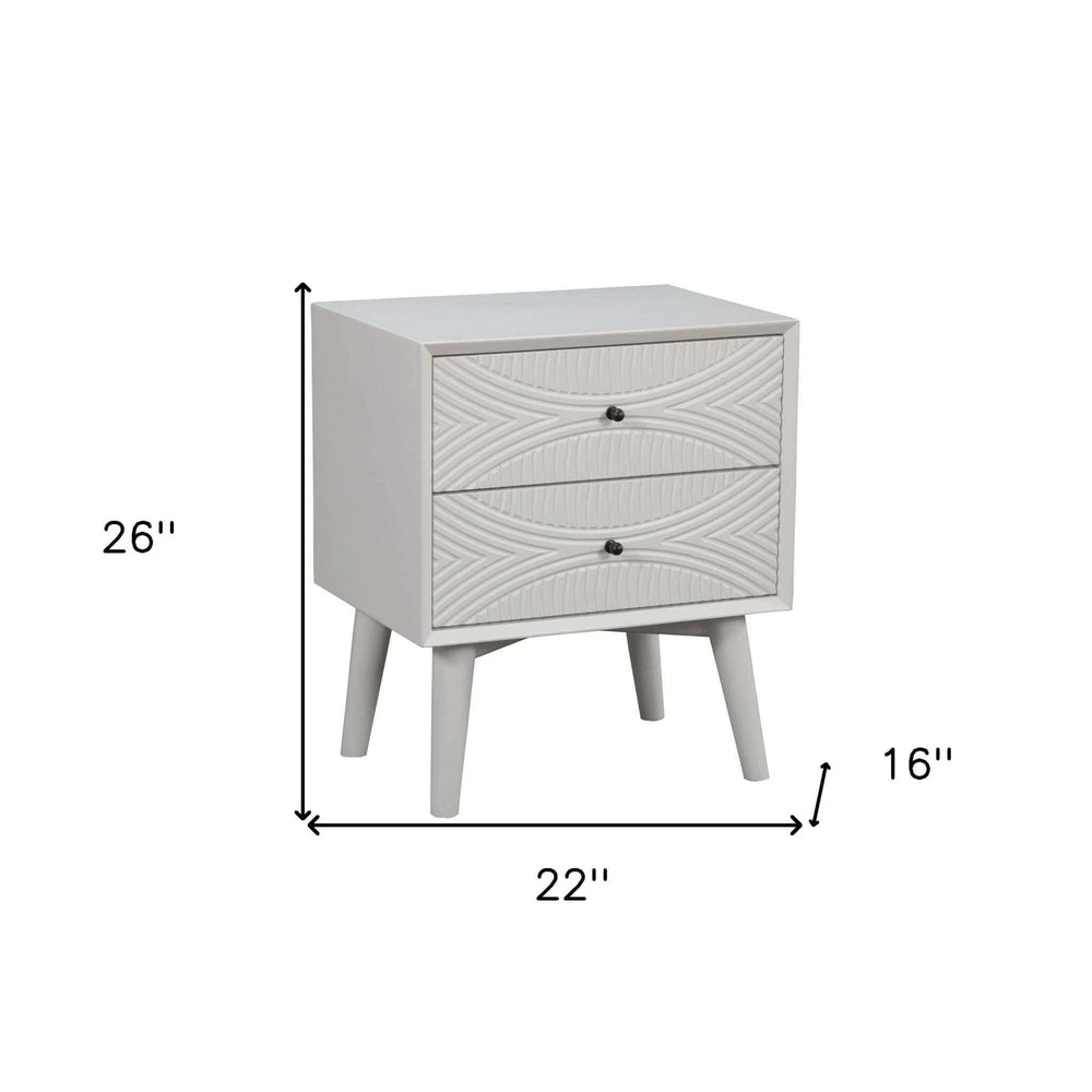 White Groovy 1 Drawer Wood Nightstand - Homeroots - Flyclothing LLC