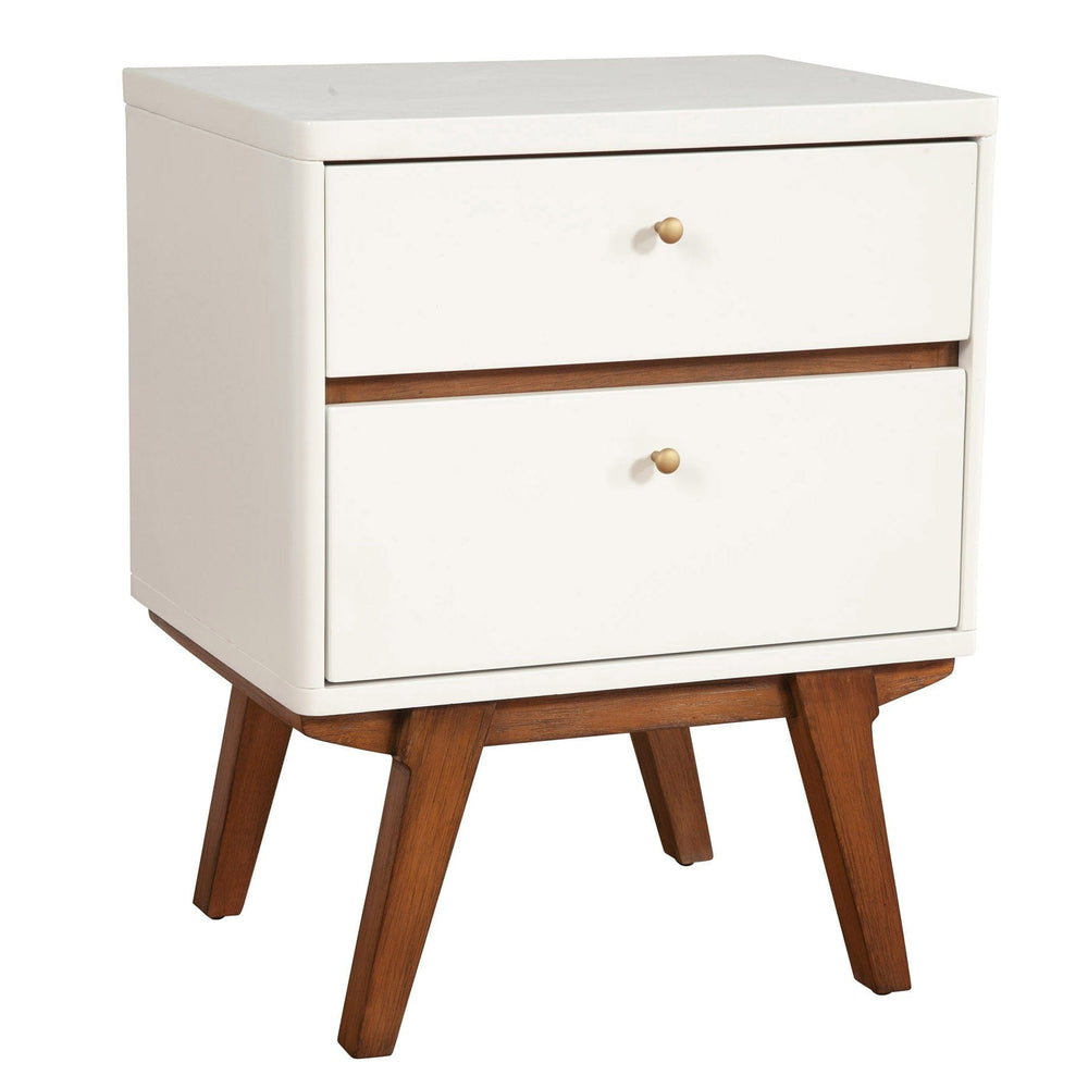 26" White Two Drawer Wood Nightstand - Homeroots - Flyclothing LLC
