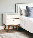 26" White Two Drawer Wood Nightstand - Homeroots - Flyclothing LLC