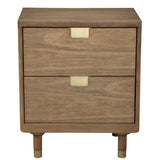 Sandy Brown and Gold 2 Drawer Nightstand - Homeroots - Flyclothing LLC