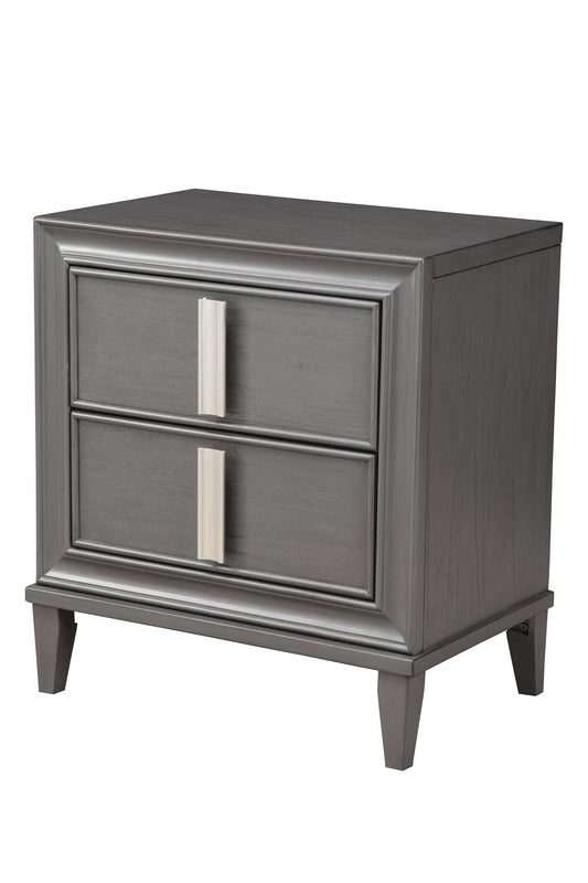 29" Dark Gray Two Drawer Contemporary Wood Nightstand - Homeroots