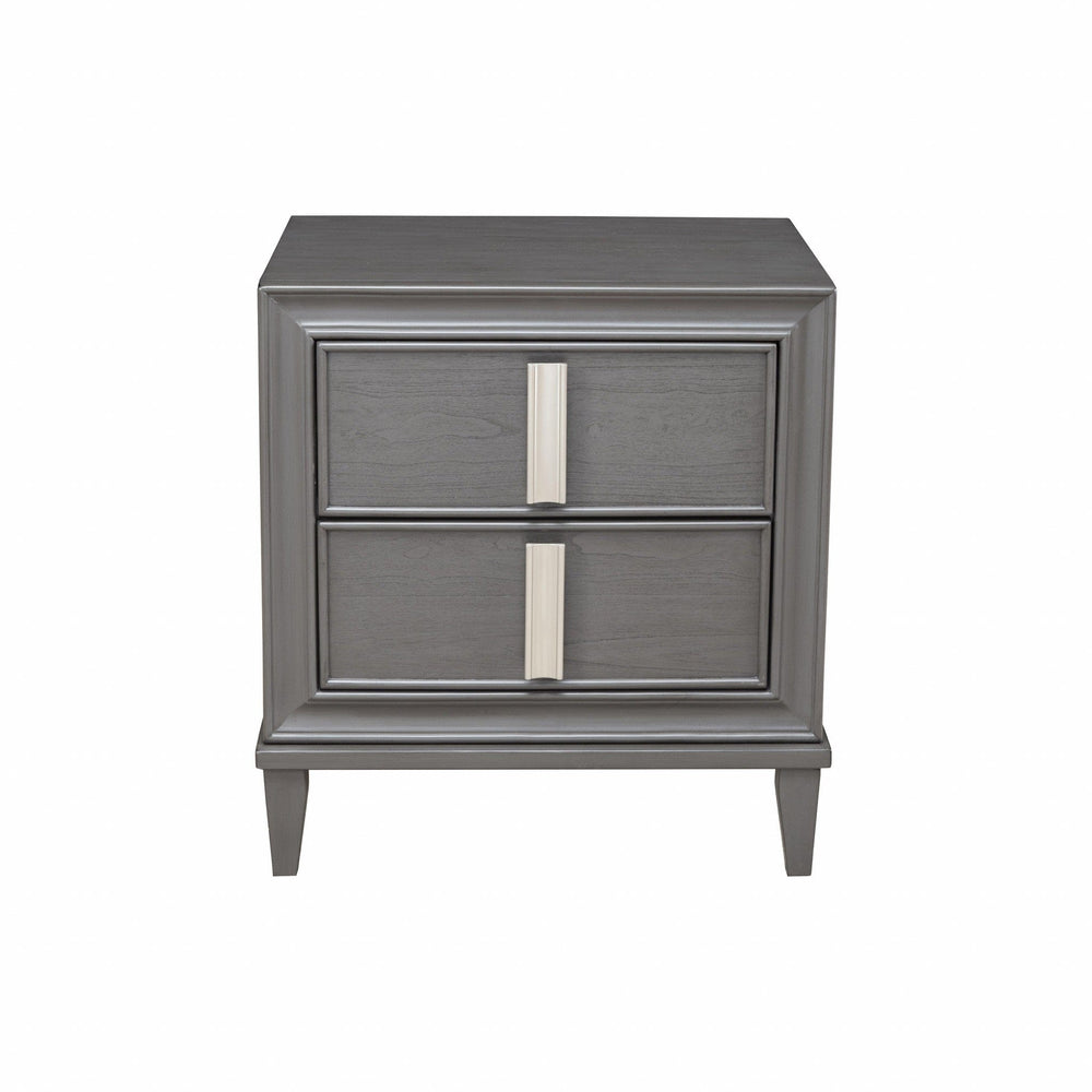 29" Dark Gray Two Drawer Contemporary Wood Nightstand - Homeroots - Flyclothing LLC