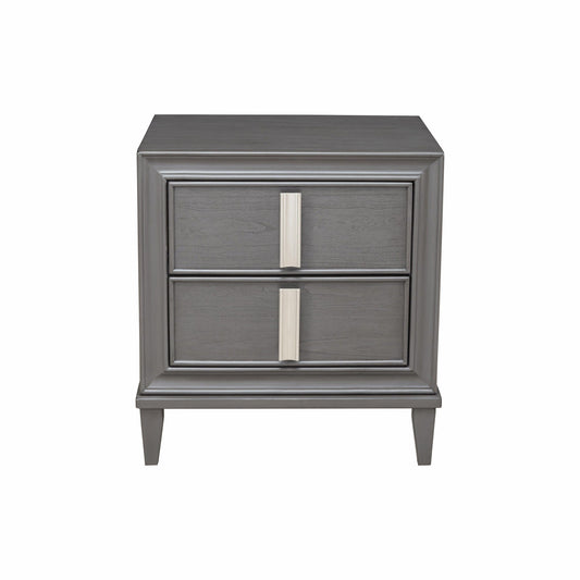 29" Dark Gray Two Drawer Contemporary Wood Nightstand - Homeroots
