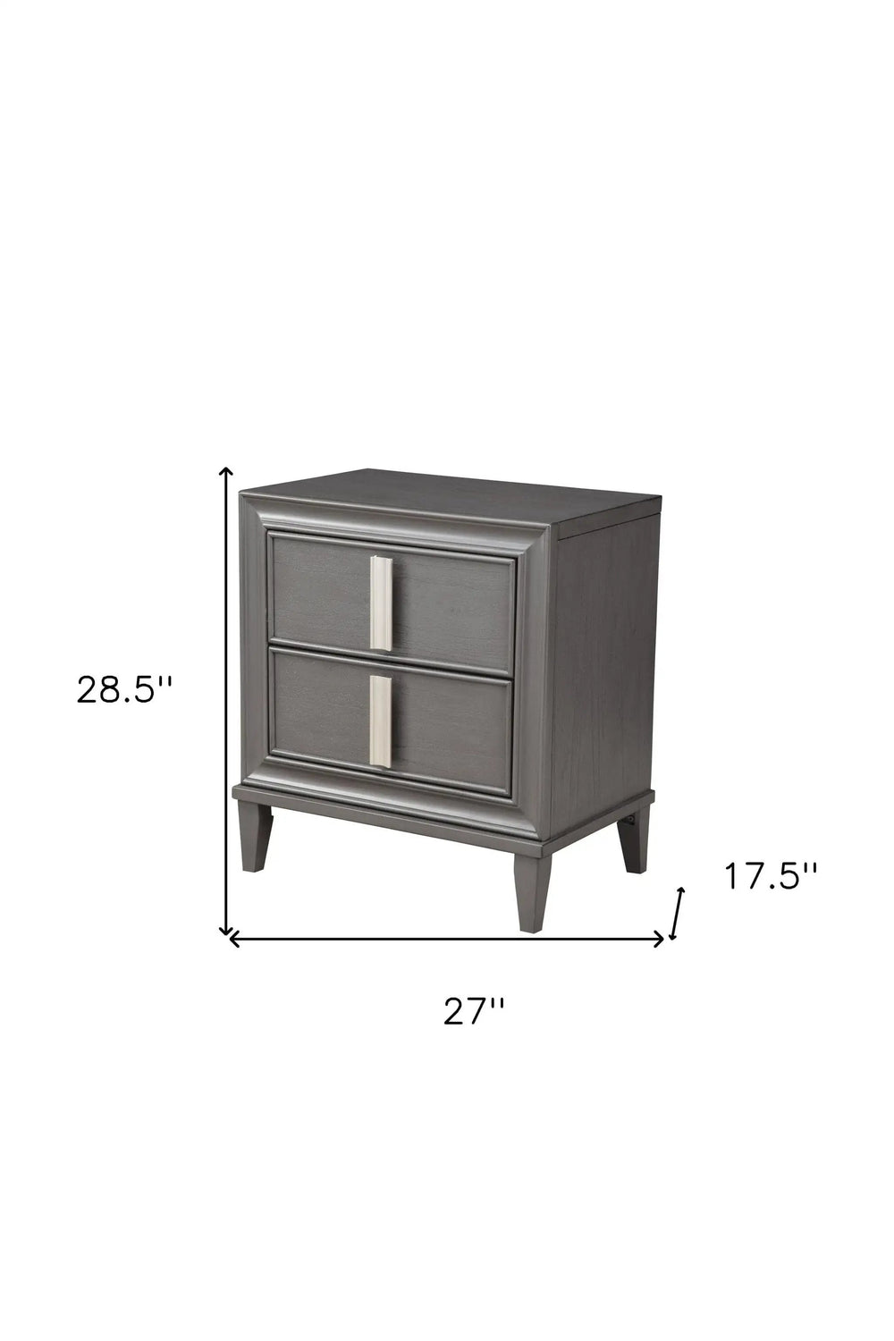 29" Dark Gray Two Drawer Contemporary Wood Nightstand - Homeroots - Flyclothing LLC