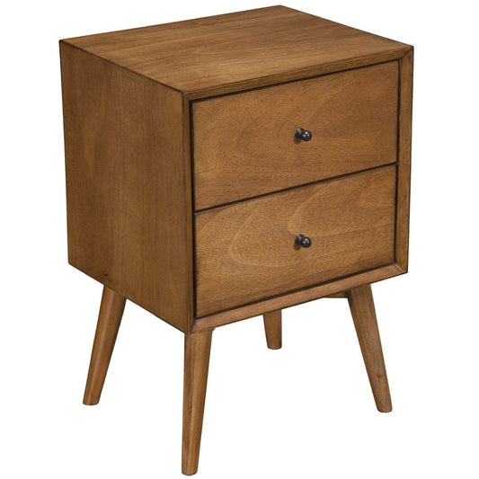 Brown Century Modern Wood 2 Drawer Nightstand - Homeroots - Flyclothing LLC