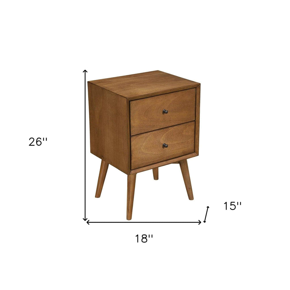 Brown Century Modern Wood 2 Drawer Nightstand - Homeroots - Flyclothing LLC