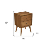 Brown Century Modern Wood 2 Drawer Nightstand - Homeroots - Flyclothing LLC