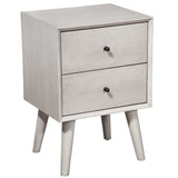 Gray Century Modern Wood 2 Drawer Nightstand - Homeroots - Flyclothing LLC