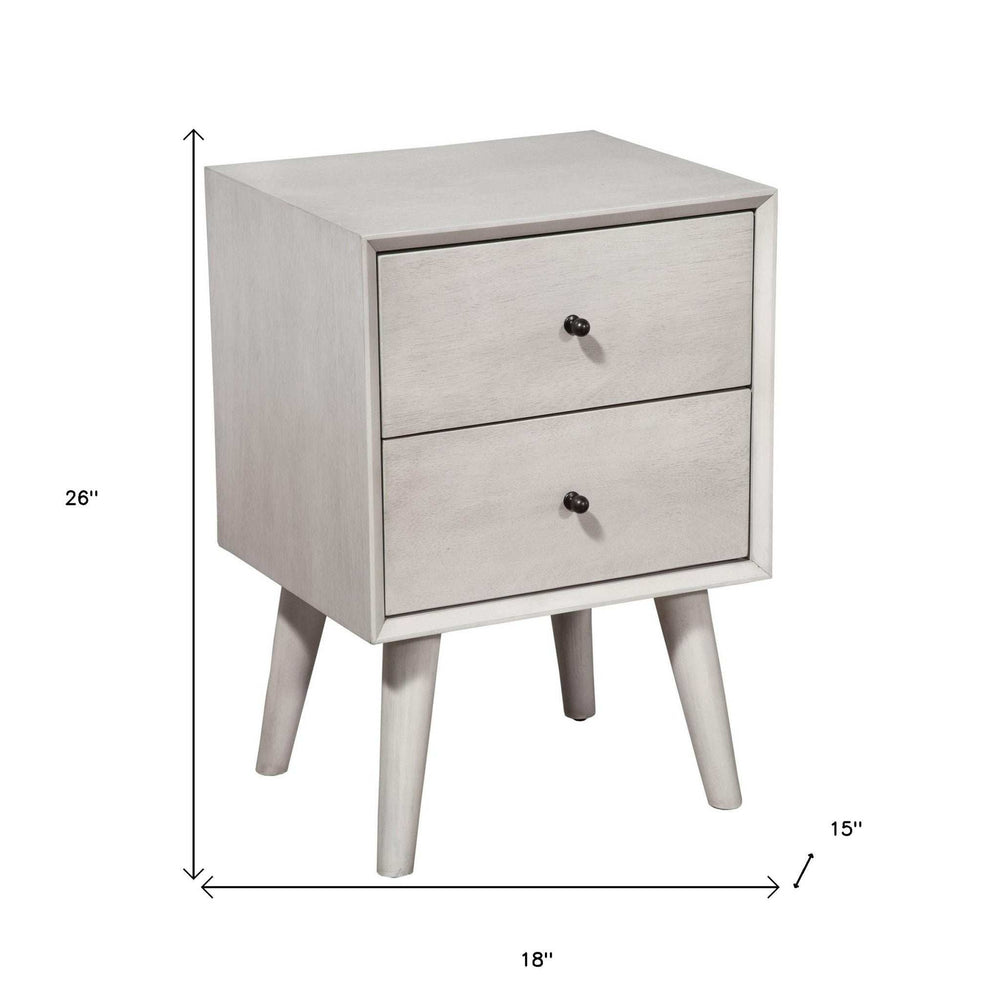 Gray Century Modern Wood 2 Drawer Nightstand - Homeroots - Flyclothing LLC