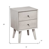 Gray Century Modern Wood 2 Drawer Nightstand - Homeroots - Flyclothing LLC
