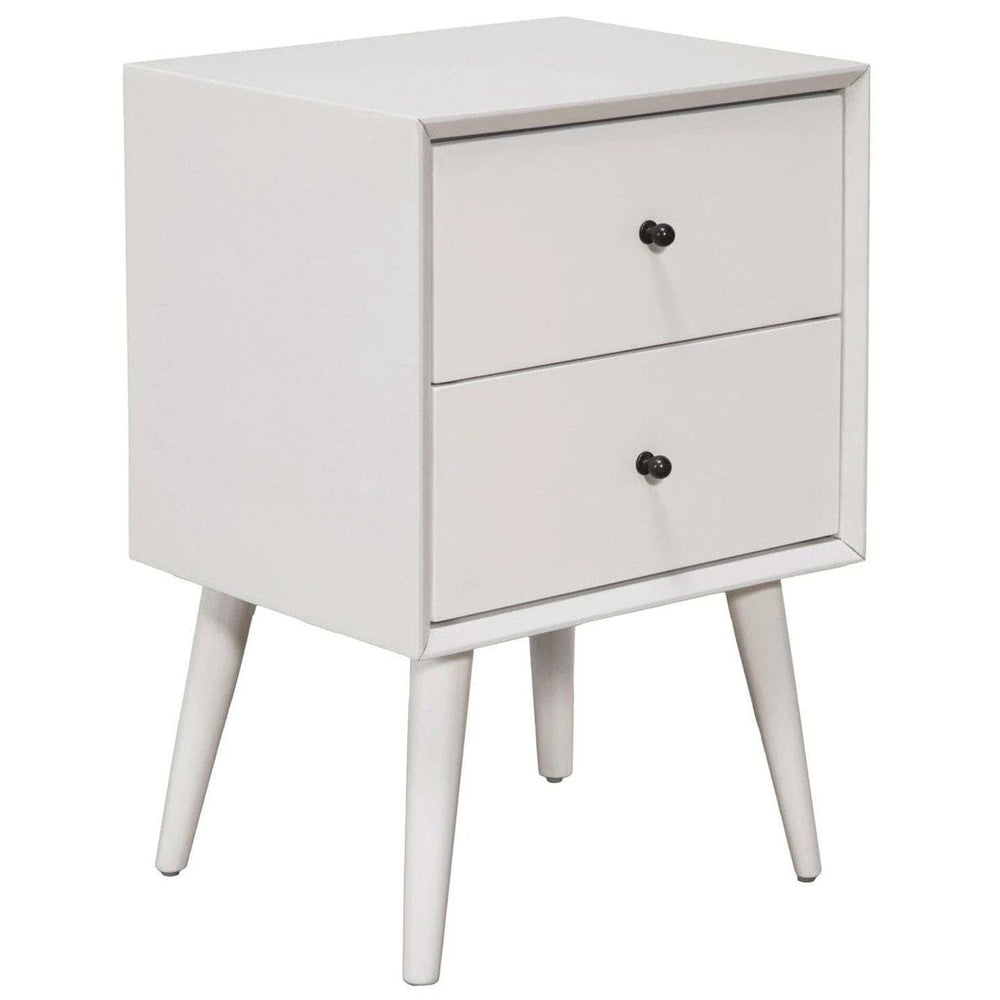 White Century Modern Wood 2 Drawer Nightstand - Homeroots - Flyclothing LLC