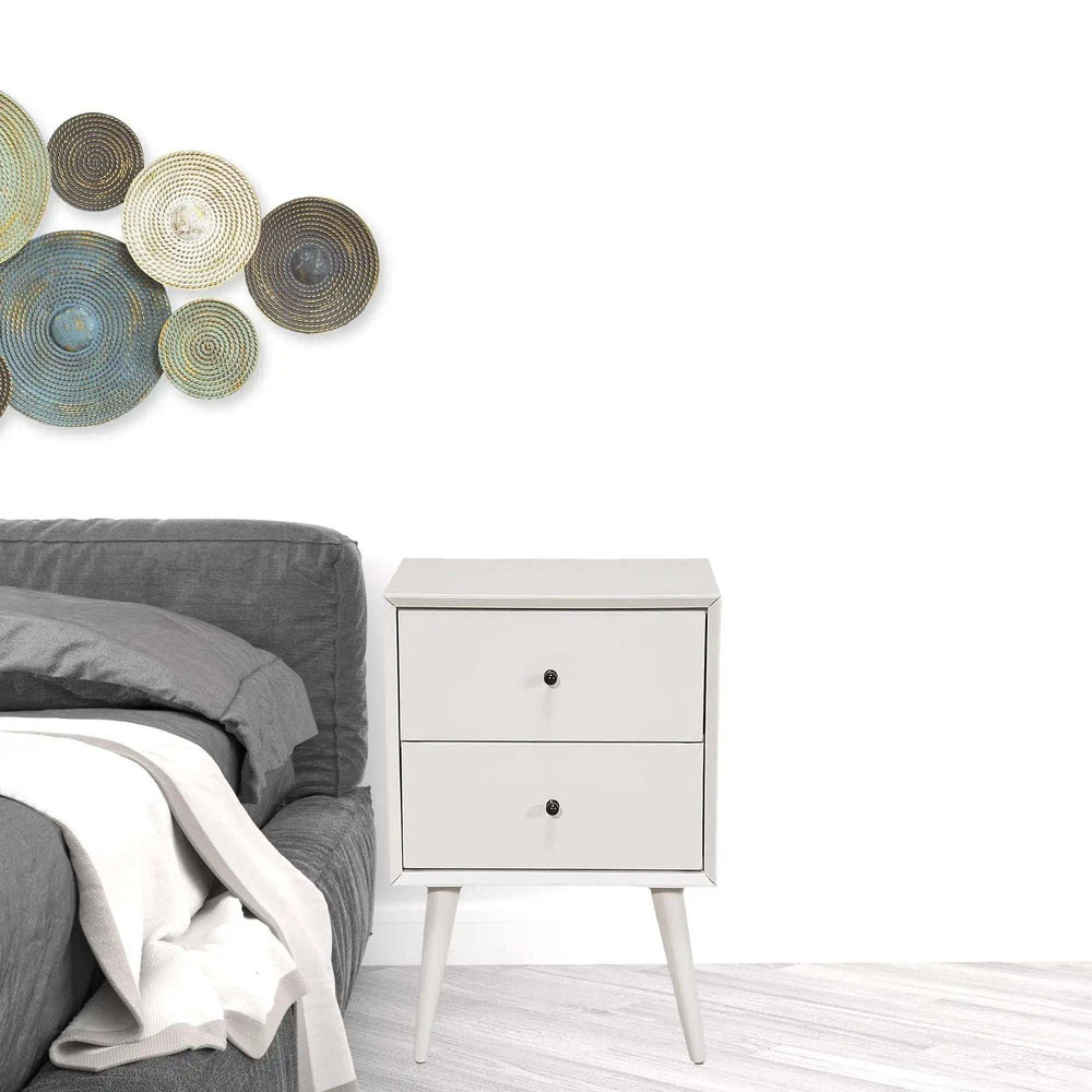 White Century Modern Wood 2 Drawer Nightstand - Homeroots - Flyclothing LLC